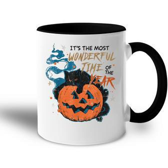 Its The Most Wonderful Time Of The Year Black Cat Halloween Accent Mug - Thegiftio UK
