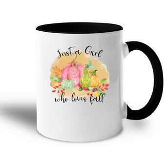 Just A Girl Who Loves Fall Colorful Gift Accent Mug - Seseable