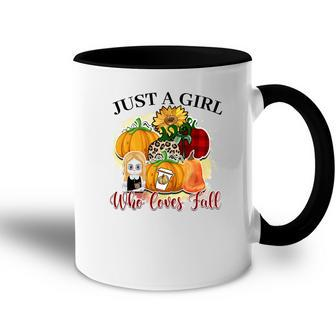 Just A Girl Who Loves Fall Pumpkin Flowers Accent Mug - Seseable