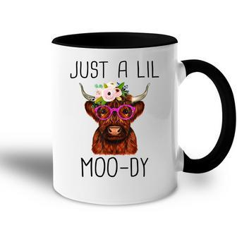 Just A Little Moody Cute Highland Cows Lover Farming Cow Accent Mug - Thegiftio UK