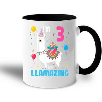 Kids 3Rd Birthday I Am 3 Years Old And Llamazing Llama Girl Ns Accent Mug - Thegiftio UK