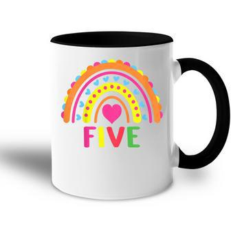 Kids 5 Years Old Rainbow 5Th Birthday Five Bday Girls Boys Kids Accent Mug - Thegiftio UK
