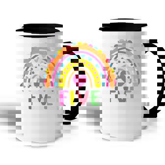 Kids 5 Years Old Rainbow 5Th Birthday Five Bday Girls Boys Kids Accent Mug - Thegiftio