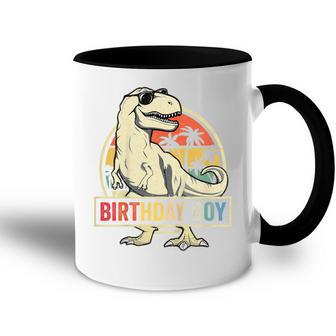 Kids Birthday Boy Dino T Rex Dinosaur Boys Matching Family Accent Mug - Seseable