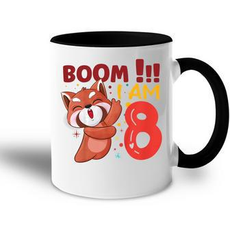 Kids Dabbing Birthday Boy Red Panda 8Th Birthday 8 Years Old Accent Mug - Thegiftio UK