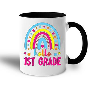 Kids First Day Of School Girls Back To School Hello First Grade Accent Mug - Seseable