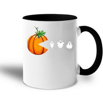 Kids Kids Funny Halloween Pumpkin Eating Ghost Gamer Men Women Accent Mug - Thegiftio UK