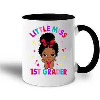 Kids Little Miss 1St Grader Black Girl Back To School 1St Grade Accent Mug - Seseable
