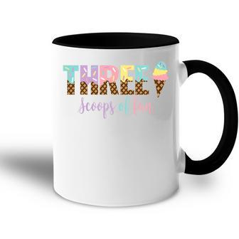 Kids Three Scoops Of Fun Ice Cream Girls 3Rd Birthday Girl Outfit Accent Mug - Seseable