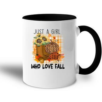 Leopard Plaid Autumn Just A Girl Who Loves Fall Accent Mug - Seseable