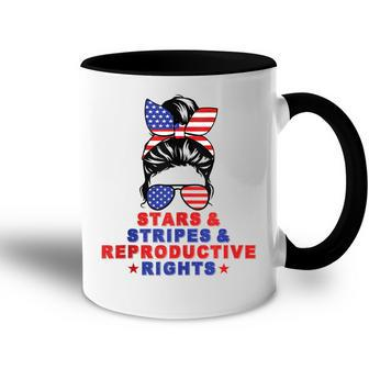 Messy Bun Stars Stripes & Reproductive Rights 4Th Of July Accent Mug - Seseable