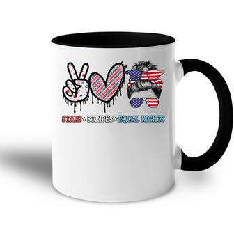 Messy Bun Stars Stripes Equal Rights 4Th July Womens Rights Accent Mug - Seseable