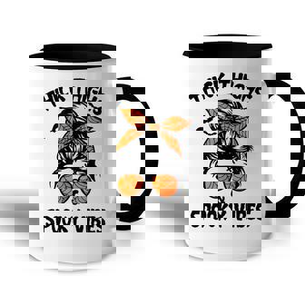 Messy Bun Thick Thighs And Spooky Vibes Halloween Women Accent Mug - Seseable