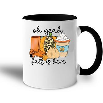Oh Yeah Fall Is Here Shoes Pumpkin Latte Accent Mug - Seseable
