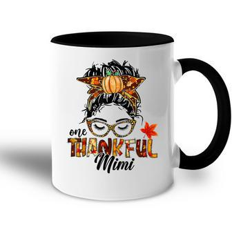 One Thankful Mimi Messy Bun Fall Autumn Thanksgiving  Accent Mug