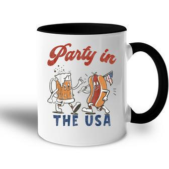 Party In The Usa Hot Dog Love Usa Funny Fourth Of July Accent Mug - Seseable