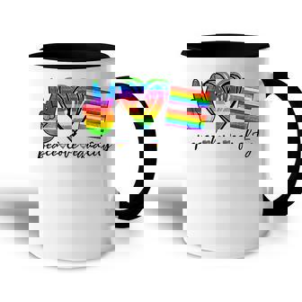 Peace Love Equality Lgbtq Rainbow Flag Gay Pride Ally Accent Mug - Thegiftio