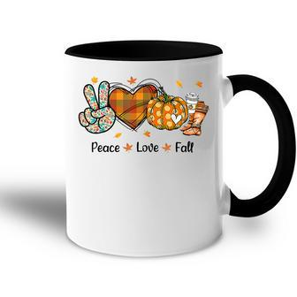 Peace Love Fall Autumn Season Pumpkin Halloween Coffee Lover Accent Mug - Thegiftio UK