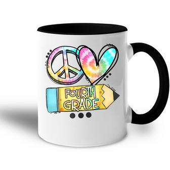 Peace Love Fourth Grade Funny Tie Dye Student Teacher Accent Mug - Thegiftio UK