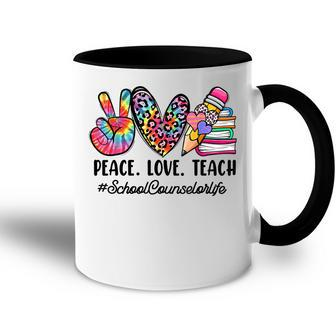 Peace Love School Counselor Women Back To School Tie Dye Accent Mug - Thegiftio UK