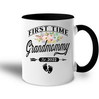 Pregnancy Announcement First Time Grandmommy Est2022 Floral Accent Mug - Thegiftio UK