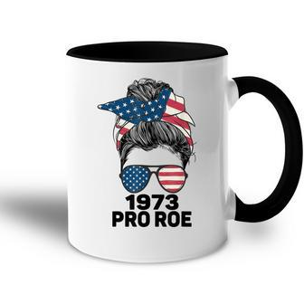 Pro Roe 1973 Messy Bun Us Flag Accent Mug - Seseable