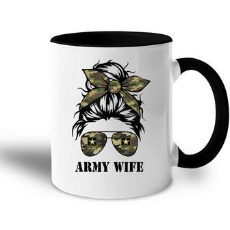 Proud Army Wife Messy Bun Hair Camouflage Bandana Sunglasses Accent Mug - Thegiftio UK