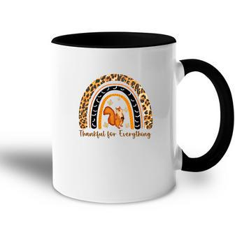 Rainbow Cute Squirrel Thankful For Everything Fall Accent Mug - Seseable