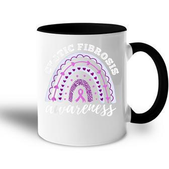 Rainbow Purple Ribbon Cystic Fibrosis Awareness Accent Mug - Thegiftio UK