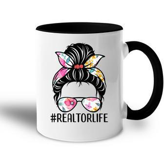 Realtor Life Messy Bun Real Estate Agent Girl Mom Wife Accent Mug - Thegiftio UK
