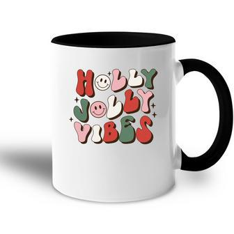 Retro Christmas Holly Jolly Vibes Accent Mug - Seseable