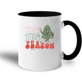 Retro Christmas Tis The Season Vintage Christmas Tree Accent Mug - Seseable