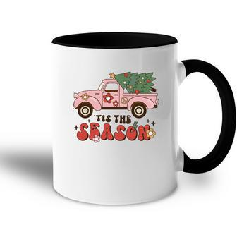 Retro Christmas Truck Tis The Season Accent Mug - Seseable
