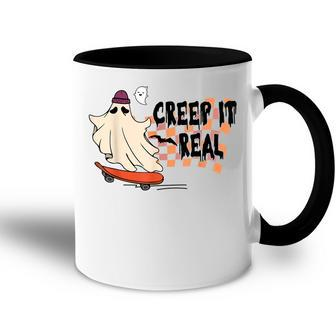 Retro Creep It Real Funny Halloween Ghost Cute Women Men Accent Mug - Thegiftio UK