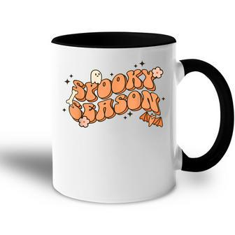 Retro Spooky Season Boo Ghost Floral Spooky Vibes Halloween Accent Mug - Seseable