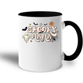 Retro Vintage Spooky Mama One Thankful Mama Funny Halloween Accent Mug - Seseable