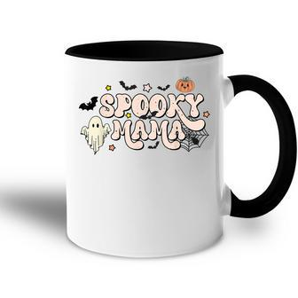Retro Vintage Spooky Mama One Thankful Mama Funny Halloween V2 Accent Mug - Seseable