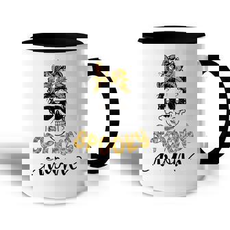 Skull Spooky Mom Messy Bun Mama Spider Halloween Zombie Accent Mug | Seseable CA