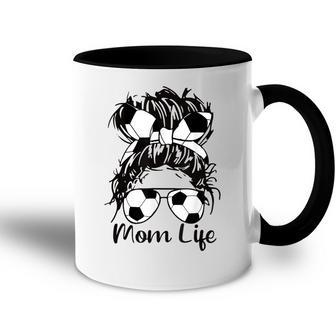 Soccer Mom Funny Soccer Ball Glasses Bow Mom Life V2 Accent Mug - Thegiftio UK