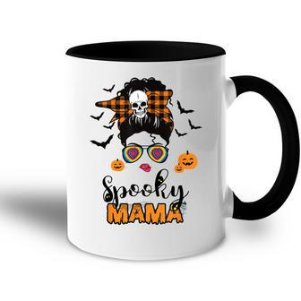 Spooky Mama Messy Bun For Halloween Messy Bun Mom Monster Accent Mug | Seseable UK