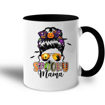 Spooky Mama Messy Bun Mom Life Halloween V2 Accent Mug - Seseable