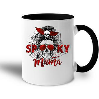 Spooky Mama Skull Witch Women Messy Bun Halloween Costume Accent Mug - Seseable