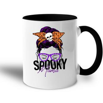 Spooky Messy Bun Mama Happy Halloween Accent Mug - Seseable