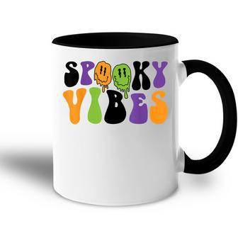 Spooky Vibes Dripping Smile Face Funny Halloween Night Party Accent Mug - Seseable