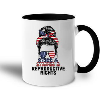 Stars Stripes Reproductive Rights Messy Bun 4Th Of July V4 Accent Mug - Seseable