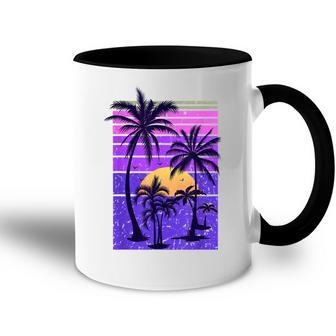 Summer Vintage Paradise Vacation Sunset Palm Retro Tropical  Accent Mug