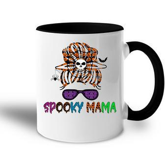 Sunglasses Mama Halloween Messy Bun Skull Witch Mom Spooky Accent Mug - Seseable
