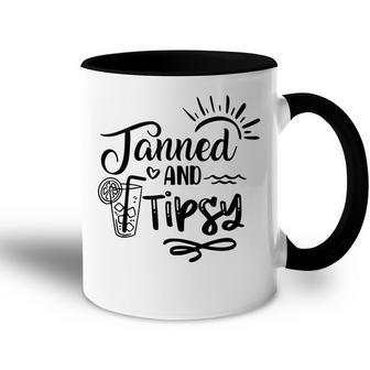 Tanned & Tipsy Hello Summer Vibes Beach Vacay Summertime Accent Mug - Seseable