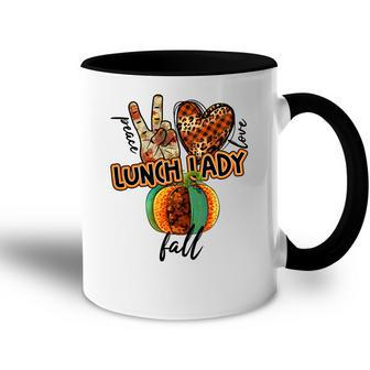 Teacher Peace Love Fall Lunch Lady Accent Mug - Seseable