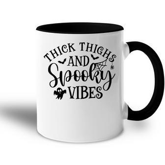 Thick Thighs And Spooky Vibes Ghost Bat Halloween Accent Mug - Seseable